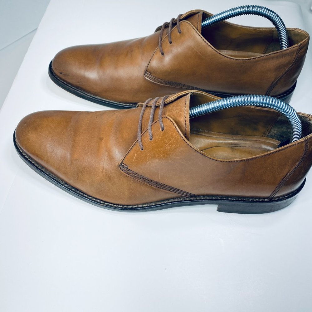 Johnston & Murphy Hartley Plaintoe Sheepskin Tan Oxford Shoes Size Mens 9 1/2